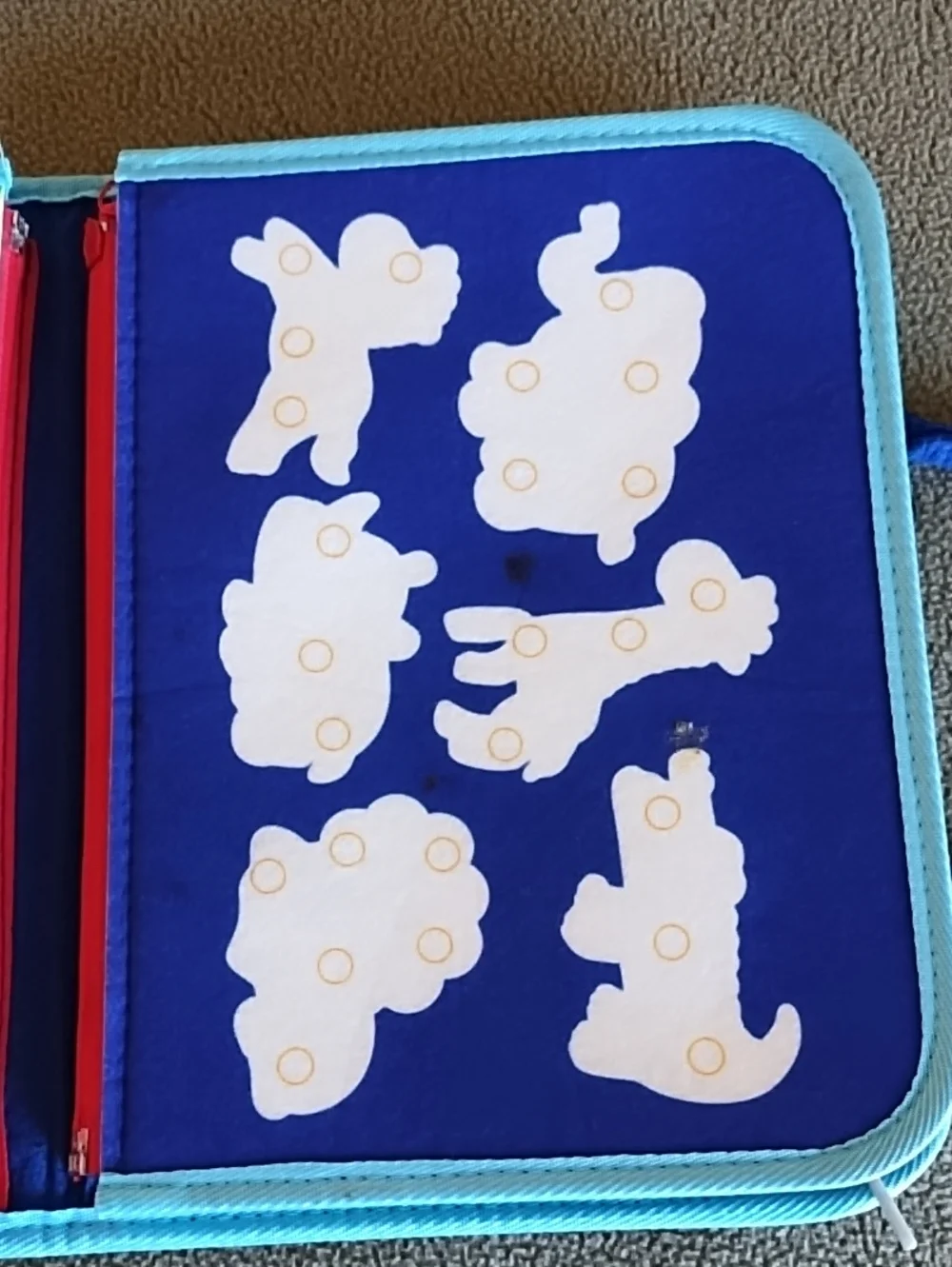 Esjay Toddler Busy Board Sensory Play Travel Companion Portable Dinosaurs Blue